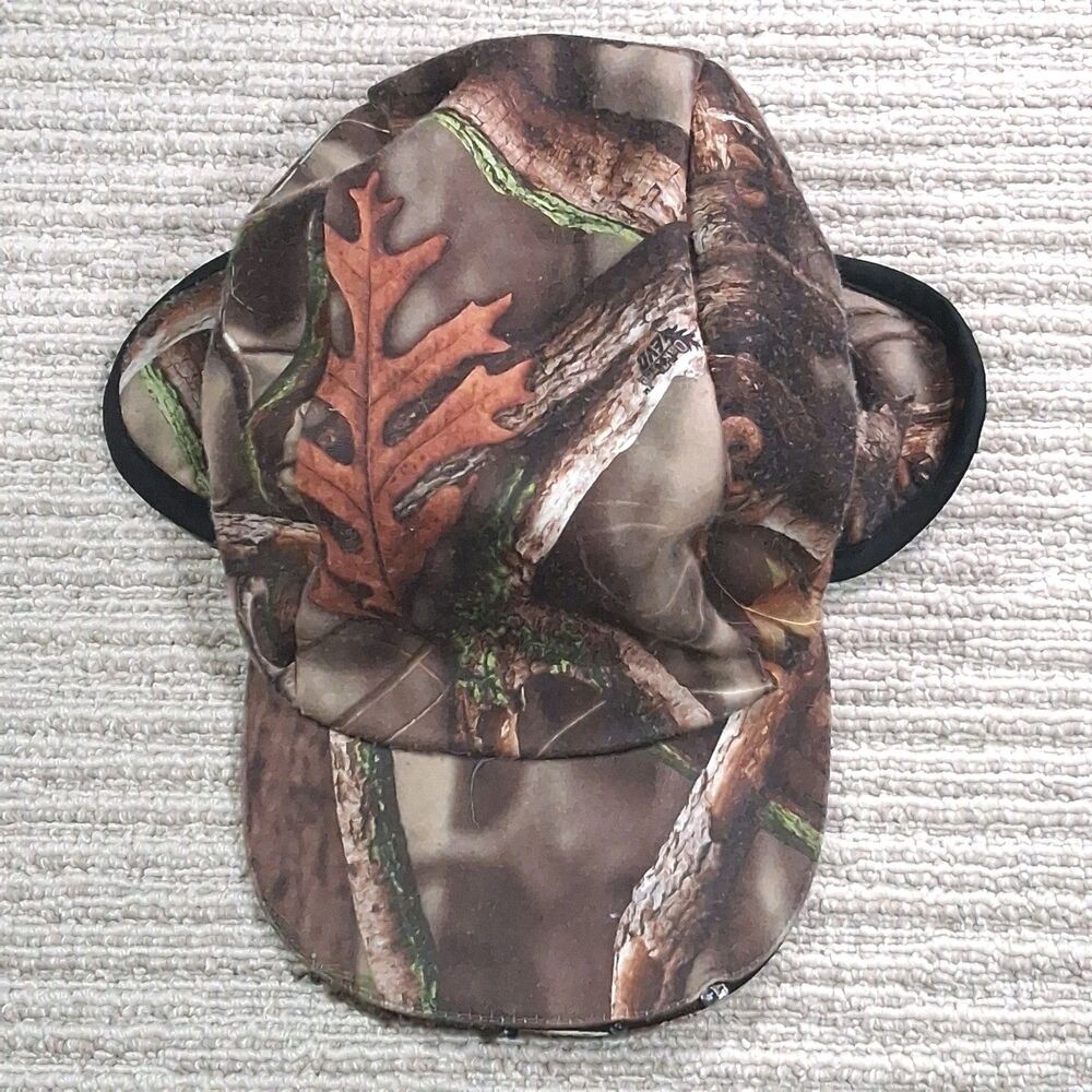 mossy oak camo led lighted brim hunting cap hat ear flaps fleece lining flap cap